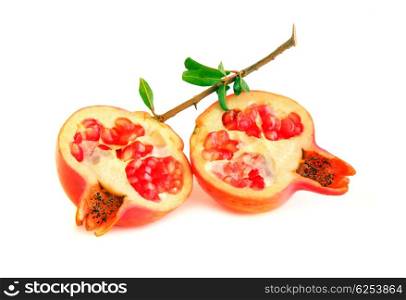 Red pomegranates isolated on white background