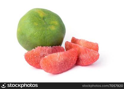 red pomelo pulp fruit isolated on white background