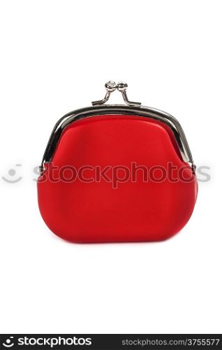 Red purse on white background