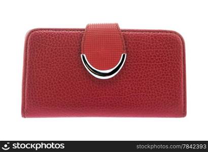 red purse, wallet on a white background