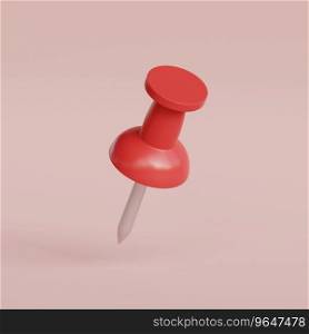 Red Pushpin. 3d render illustration