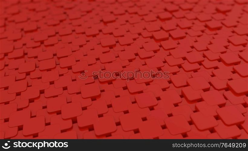Red quadrangles seamless technological background. 3d render illustration.. Red quadrangles seamless technological background.