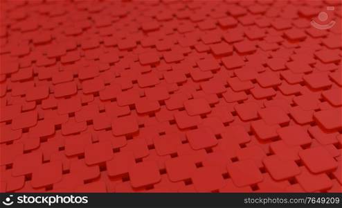 Red quadrangles seamless technological background. 3d render illustration.. Red quadrangles seamless technological background.