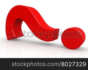 Red question mark on isolate white background, 3D rendering