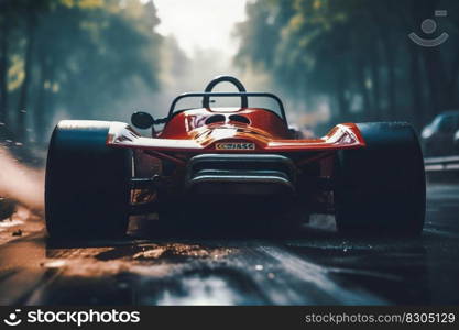 Red Race Car in Motion Blur. Generative AI. High quality illustration. Red Race Car in Motion Blur. Generative AI