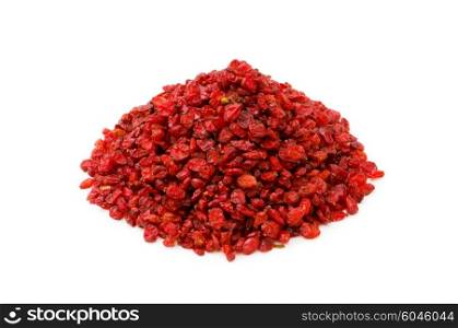 Red raisins isolated on the white background