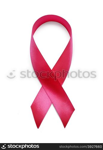 Red ribbon aids awareness isolated on white background