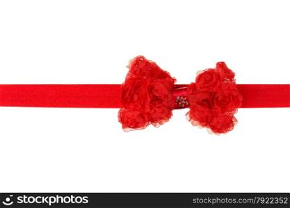 Red ribbon bow isolated on white background