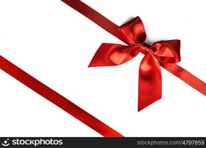 Red ribbon bow on white. Red ribbon bow isolated on white background