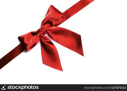 Red ribbon bow on white. Red ribbon bow isolated on white background