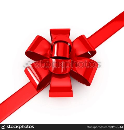 Red ribbons over white background. 3d rendered image
