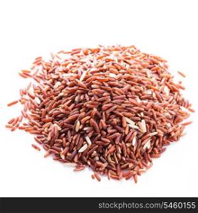 Red rice heap isolated on a white background