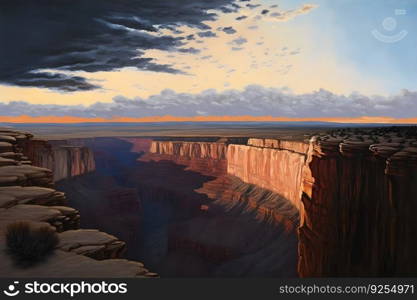 Red rock canyon desert in Nevada panoramic landscape at evening. Neural network AI generated art. Red rock canyon desert in Nevada panoramic landscape at evening. Neural network generated art