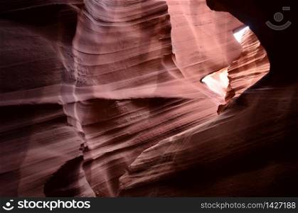 Red rock slot canyon carved out of the rock in Arizona.