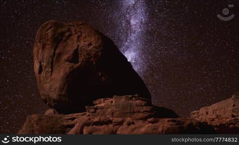 red rocks and milky way night sky in Moab Utah