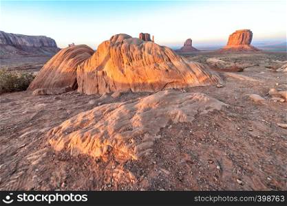 Red rocks of Monument Valley on a clear summer day, United States