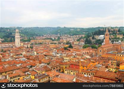 Red roofs of the city center. Verona, Italy