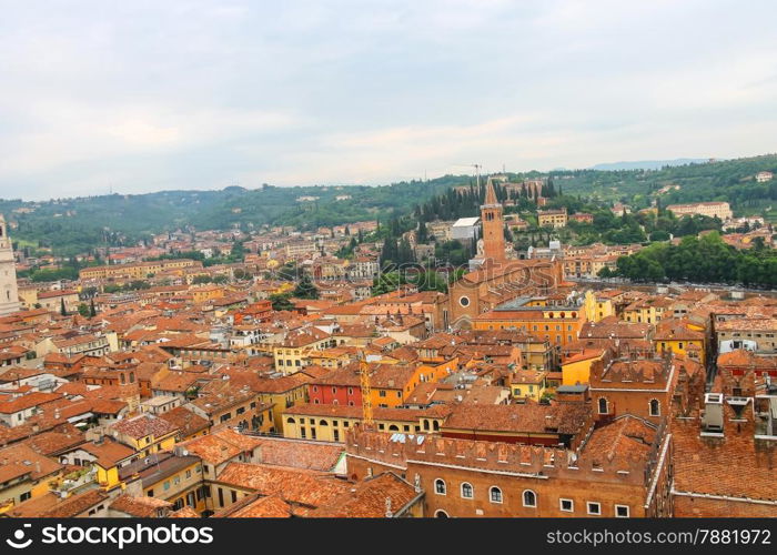 Red roofs of the city center. Verona, Italy