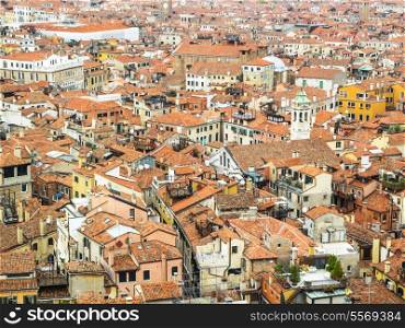 Red rooftops of Venice. Old european city background.