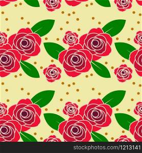 Red rose in vintage tone seamless pattern.