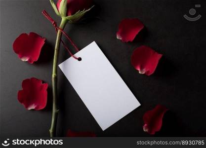 Red Rose with white card