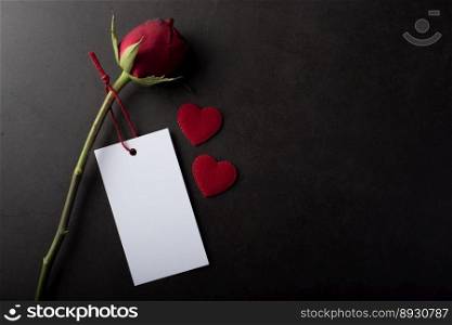 Red Rose with white card