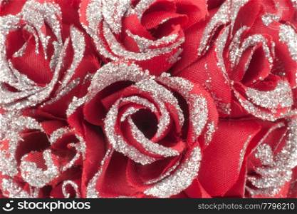Red Roses with silver sparkle for Valentines Day