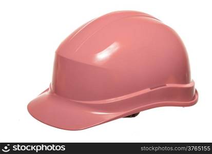 Red safety helmet hardhat of builder building worker isolated on white. Security and work. Studio.
