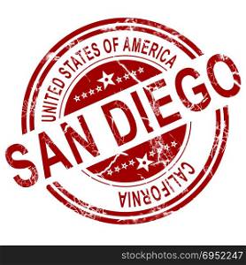 Red San Diego stamp with white background, 3D rendering