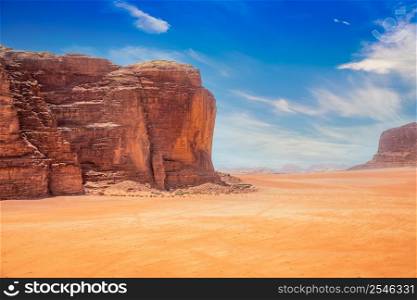 Red sands and mountains of Wadi Rum desert, Jordan
