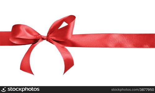 Red satin gift bow and ribbon isolated on a white background