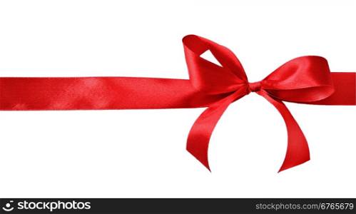 Red satin gift bow on a white background