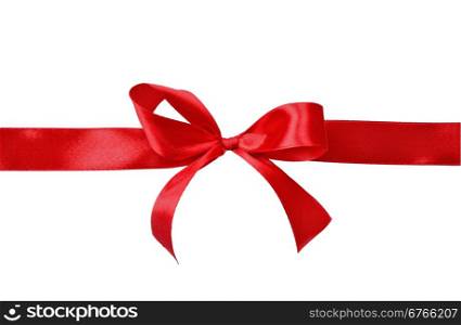 Red satin gift bow on a white background
