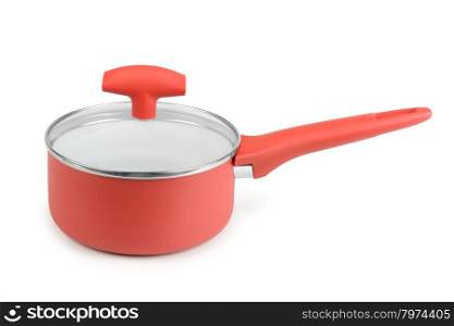 Red saucepan isolated on white background