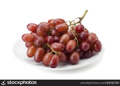 red seedless table grapes isolated on white background with clipping path