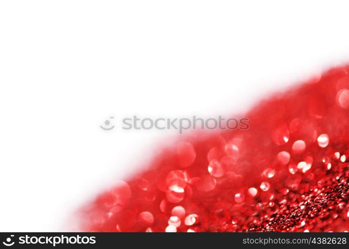 Red shiny glitter holiday beautiful background with white copy space