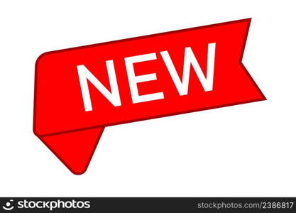 Red sign new icon. Promotion product sticer symbol. Advertising ribbon vector.