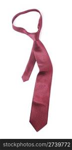 Red silk necktie on white