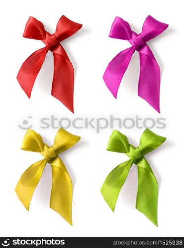 Red silk ribbon knotted bow