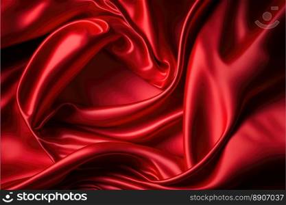 Red silk wallpaper. A lot of crumpled folds. Romantic and elegant background. Generatie AI
