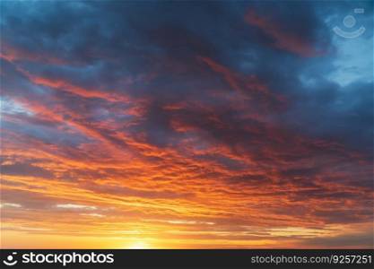 Red sky on sunset. Colorful clouds. Nature composition.
