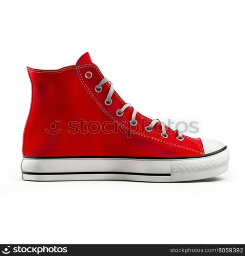 Red sneakers isolated on white background. Sneakers