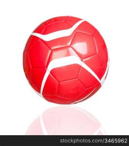 Red soccer ball with reflection isolated on white background