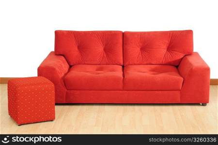 Red sofa.
