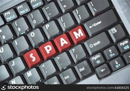 Red spam key on keyboard