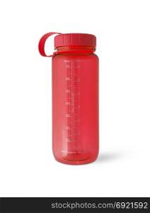 Red Sport bottle water on isolated white background. With clipping path.. Red Sport bottle water on isolated white background