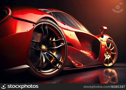 Red Sport Car. Illustration Generative AI. Red Sport Car. Illustration AI Generative