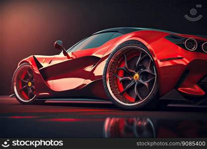 Red Sport Car. Illustration Generative AI. Red Sport Car. Illustration AI Generative