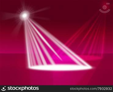 Red Spotlight Representing Stage Lights And Floodlight