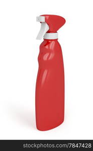 Red spray bottle on white background